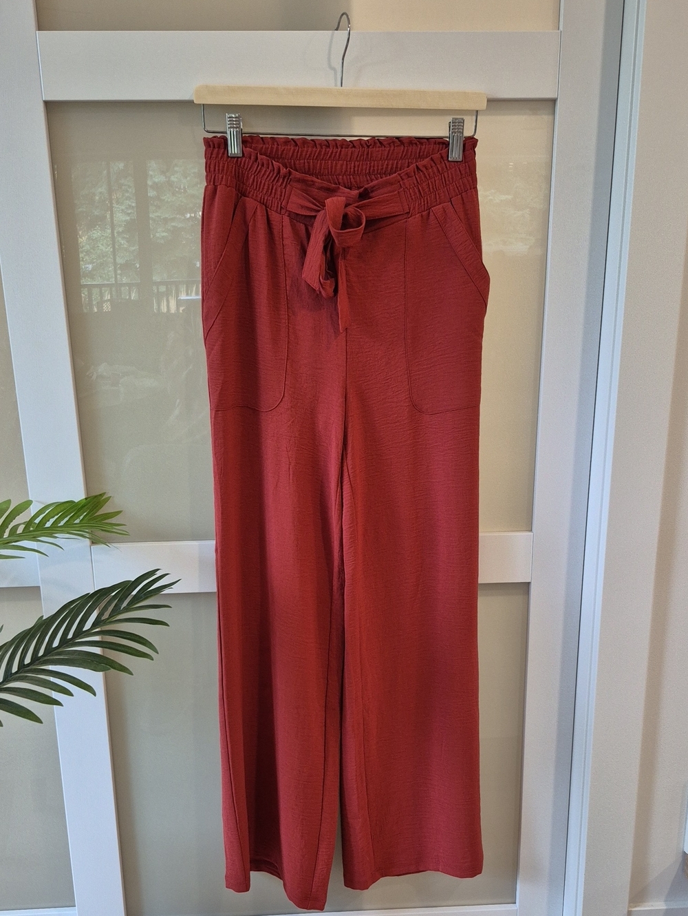 NWT Women's Tie-Front Wide Leg Pants - Rust